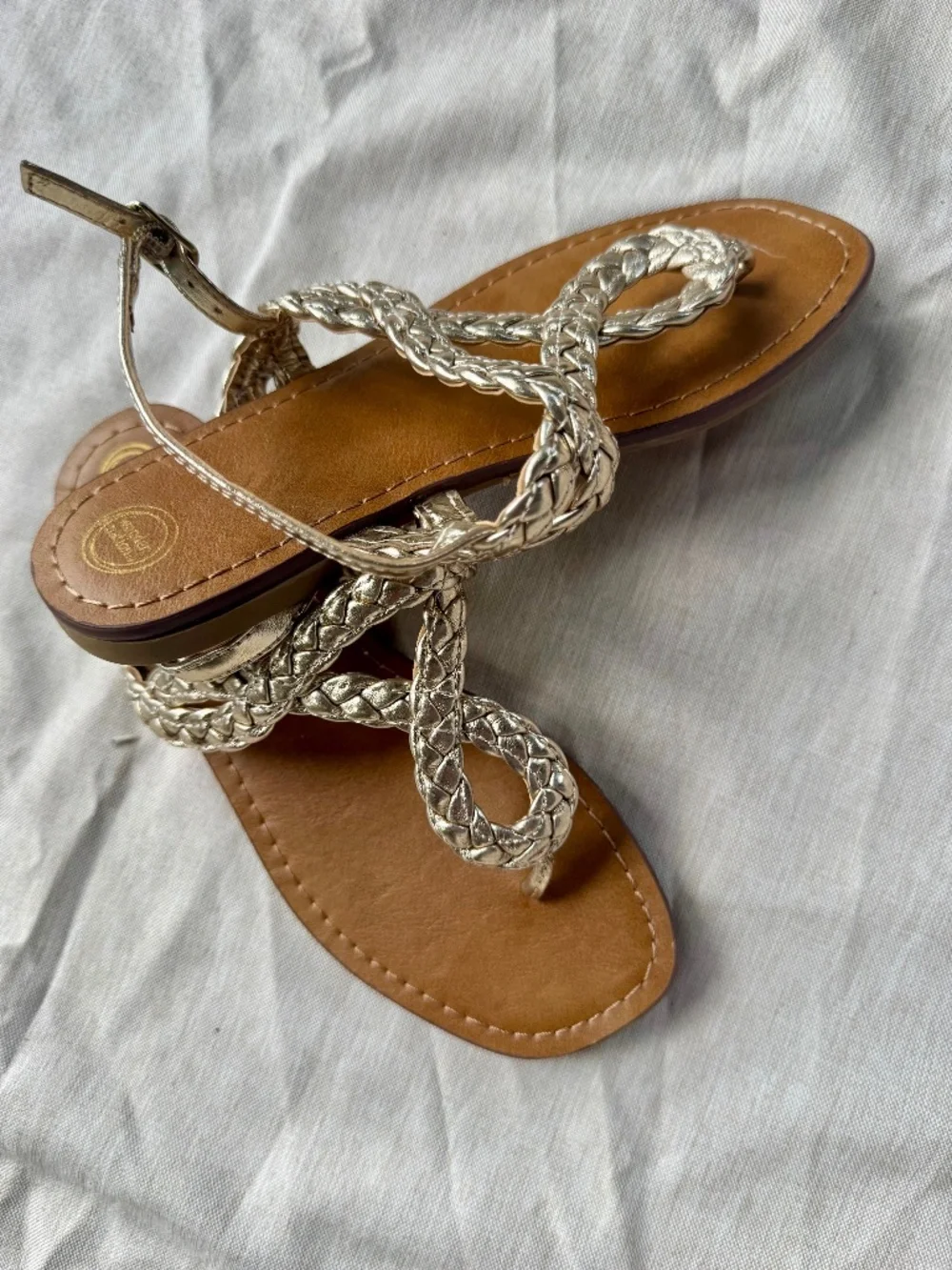 Classy, scrappy, gold sandals